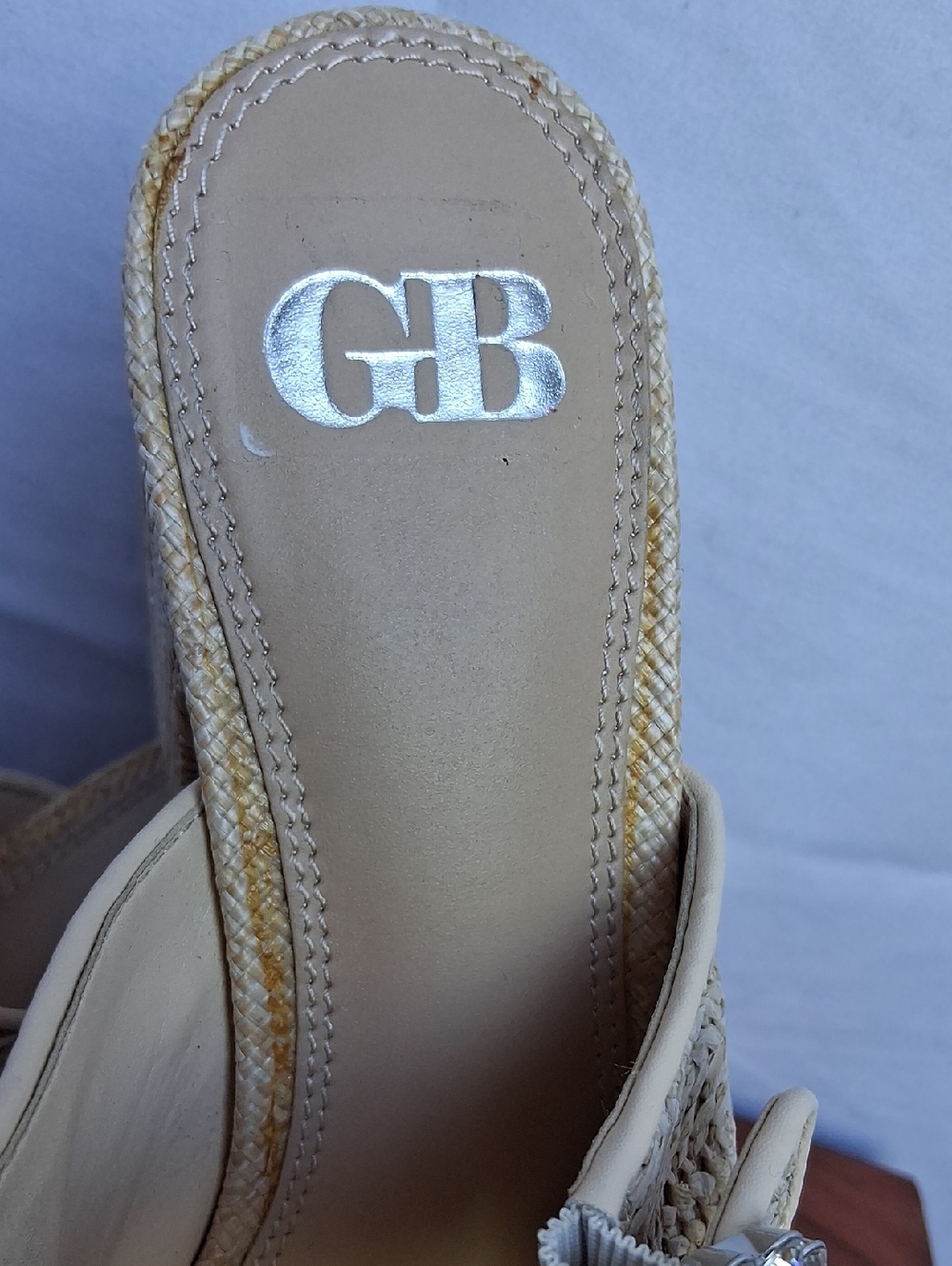Gianni Binni Dejavu Raffia Rhingestone Buckle Platform 9 Tan - Picture 4 of 15